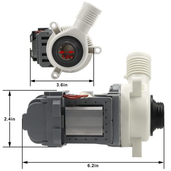 W10276397 Washer Drain Pump for Whirlpool Kenmore Mayt-ag Washing Machine-Replaces WPW10276397VP B40-3A 1874334 AP6018417 LP397(10 Years WARRANTY) - Image 6