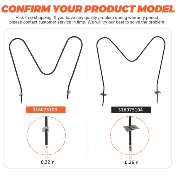 【𝟮𝟬𝟮𝟲 𝗨𝗽𝗴𝗿𝗮𝗱𝗲𝗱】316075103 Oven Bake Heating Element for Electric Ranges Stoves Replacement for Frigidaire Kenmore 790 Replaces 316075102 PS438018 AP2125026 FEF366EMD FEF366ECD by Beaquicy - Image 5