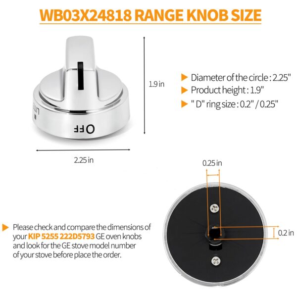 atgestore WB03X24818 222D5786P010 Gas Stove Knob Replacement for GE Stove Parts KIP 5G92 Burner Knobs GE Range Oven Parts Plastic Surface Burner Control Knob Range Cooktop Knobs 5 Pcs - Image 6