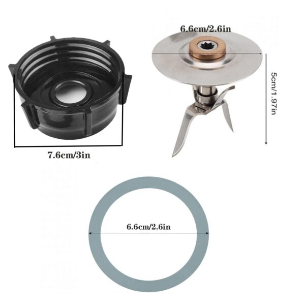 For Oster Blender Replacement Parts Blender Ice Blade with Jar Base Cap and Two Rubber O Ring Seal Gasket Accessory Refresh Kit，Compatible with Oster Blender - Image 7