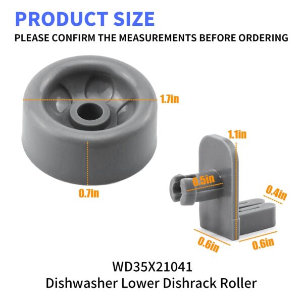 8 Pack WD35X21041 Dishwasher Wheels Lower Dishrack Roller Axle Kit Compatible with GE Dishwashers Replaces WD12X10136 WD12X10277 WD12X10261 WD12X10107 - Image 4
