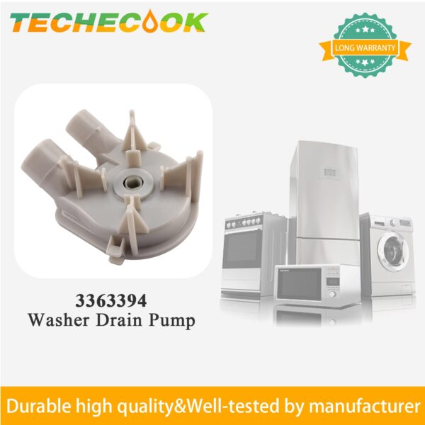 Techecook 3363394 Washing Machine Pump Replacement for Kenmore Maytag Whirlpool washer drain pump wp3363394vp 3352492 3348215 3348015 3348014 ap6008107 ps11741239 eap11741239 washer water pump - Image 7