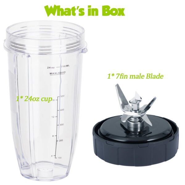 [ New Model] Replacement blender Blade and 24oz Cup Accessories, Only Compatible with Nutri Ninja SS150,SS151,SS300, SS350,SS351, CO351B, SS100, SS101, CO101B,SS400,SS401 - Image 4