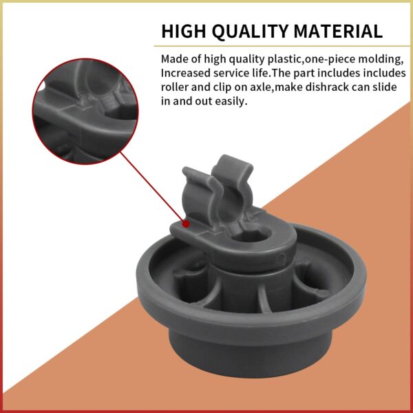 4 Pcs 4581DD3003B Dishwasher Lower Rack Wheels, Bottom Dishrack Roller Assembly Replacement part Compatible with LG Dishwasher Replaces 4581DD9002B 1372292 AP4437752 EA3523051 AH3523051 PS3523051 - Image 5