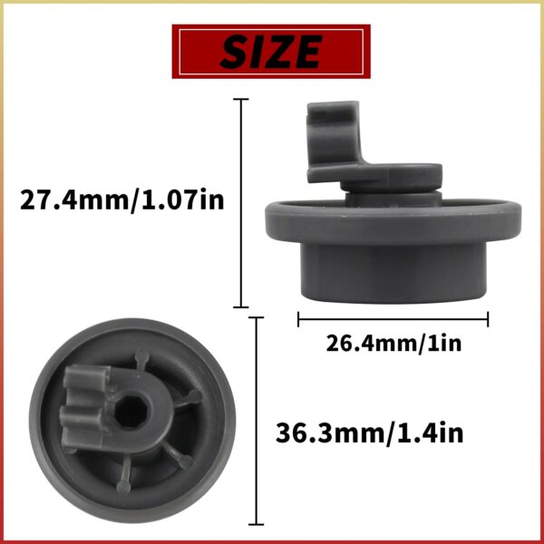 4 Pcs 4581DD3003B Dishwasher Lower Rack Wheels, Bottom Dishrack Roller Assembly Replacement part Compatible with LG Dishwasher Replaces 4581DD9002B 1372292 AP4437752 EA3523051 AH3523051 PS3523051 - Image 3
