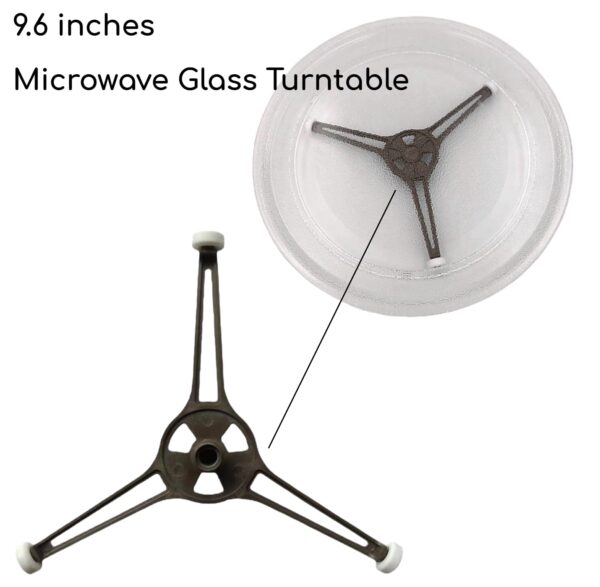 1-Pack Microwave Oven Flat Turntable Ring Roller Glass Plate Tray Triple Arm Rotating Support Holder with Wheels Rotating Ring Roller Replacement Arm - Length 3.54" / 9 cm Microwave Plate Replacement - Image 3