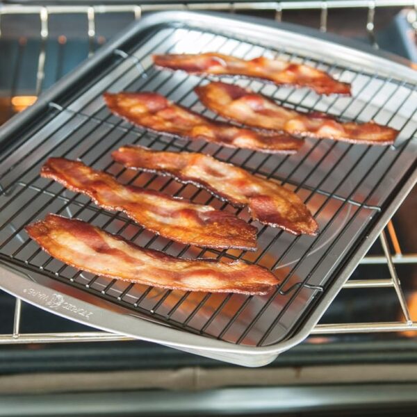 Nordic Ware Oven Crisp Baking Tray 2pc Set Includes Pan and Rack; Natural Aluminum For Air Frying, Crisping, Broiling, Baking; Cooking Surface 17 x 12 Inches - Image 4
