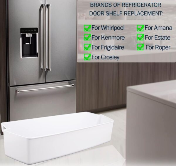 2187172 Refrigerator Door Shelf Bin for Frigidaire Whirlpool Amana Kenmore Estate Refrigerator Replace PS328468, PS986890, WP2187172, AP6006028 (2 Pack, White) - Image 6