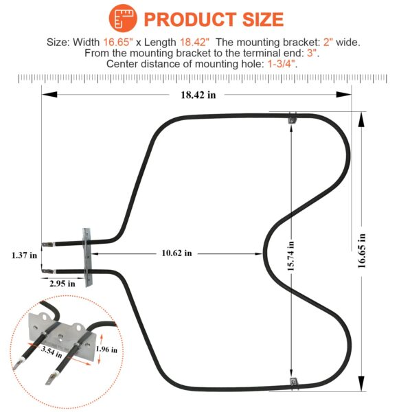 【UPGRADED】WP308180 W10308477 Oven Bake Element Replacement for Whirlpool Oven Heating Element WP308180 by Beaquicy - Suitable for Kenmore,Whirlpool ovens RF366PXXN2,FEP310EN0,RF365PXYN0,RF327PXVW,etc. - Image 5