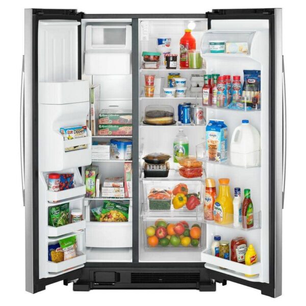 Amana 24.6 CU. FT. Side BY Side Refrigerator with Dual PAD External ICE and Water Dispenser in Stainless Steel ASI2575GRS - Image 3
