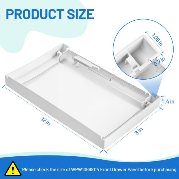 WPW10688114 Refrigerator Crisper Drawer Front for Whirlpool Refrigerator - Image 5