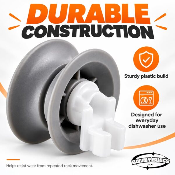 BUNNY BUGGS 611666 Dishwasher Upper Rack Roller Wheel Kit, Compatible with Bosch Dishwashers, Replaces 00611666, 10032849, 00165313, 165313, PS8727423, AP4355370, 4-Pack - Image 3