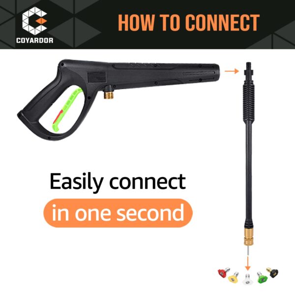 Coyardor Pressure Washer Gun with Extension Wand M22-14 & M22-15 Fitting - Image 2