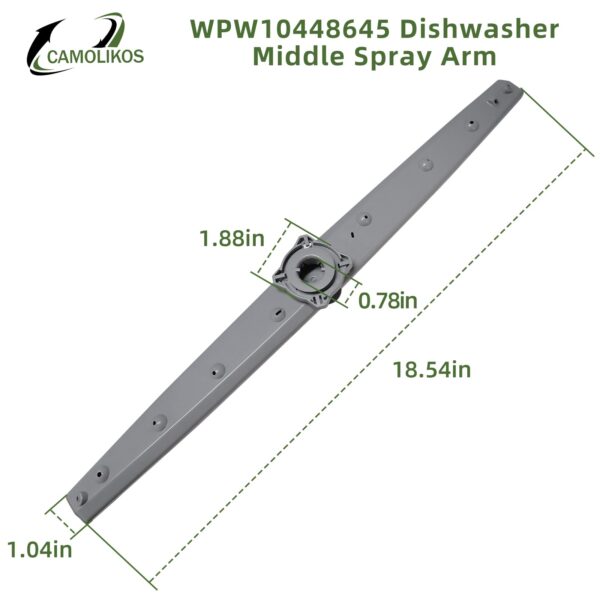 WPW10448645 Dishwasher Middle Spray Arm Fits for Whirlpool Kitchen Aid Jenn Air W10448645 Spray Arm Replaces 2312063 AP5631099 PS3654814 EAP3654814 - Image 3