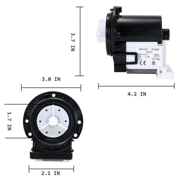 Drain Pump for LG WM2016CW WM3670HVA/HWA WM9000HVA/HWA WM2301HR/HW Washer - Image 3