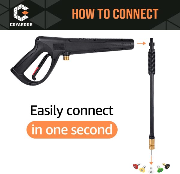 Coyardor Pressure Washer Gun with Extension Wand M22-14 & M22-15 Fitting - Image 3