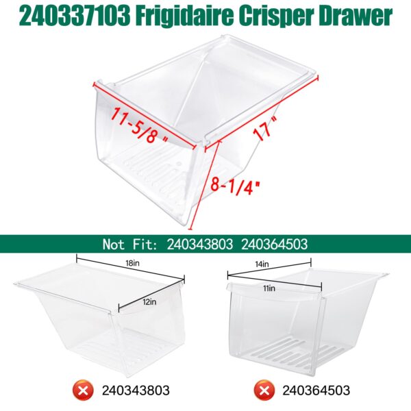 [2 PACK] 240337103 240337107 Refrigerator Crisper Drawers Replacement Compatible with Frigidaire Fridge Crisper Pan Replacement 240337102 240337105 240337108 240337109 Refrigerator Storage Component - Image 5