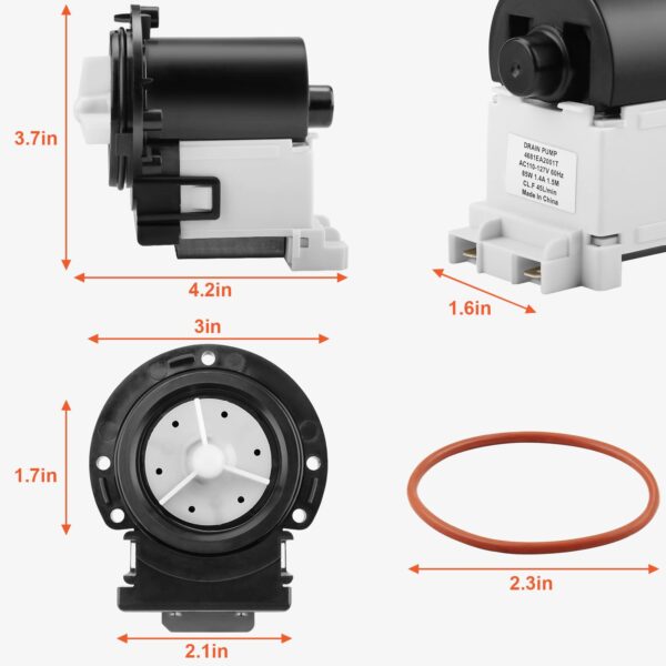 4681EA2001T Washer Drain Pump Motor Replacement for LG & Kenmore Front Load - Image 6