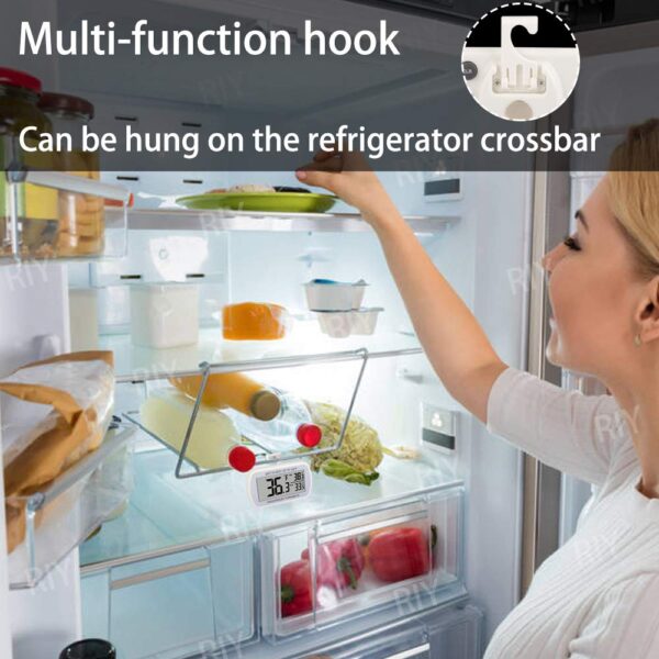 Refrigerator Thermometer Digital Fridge Freeze Room Thermometer Waterproof Large LCD Display Max/Min Record Function, White - Image 3