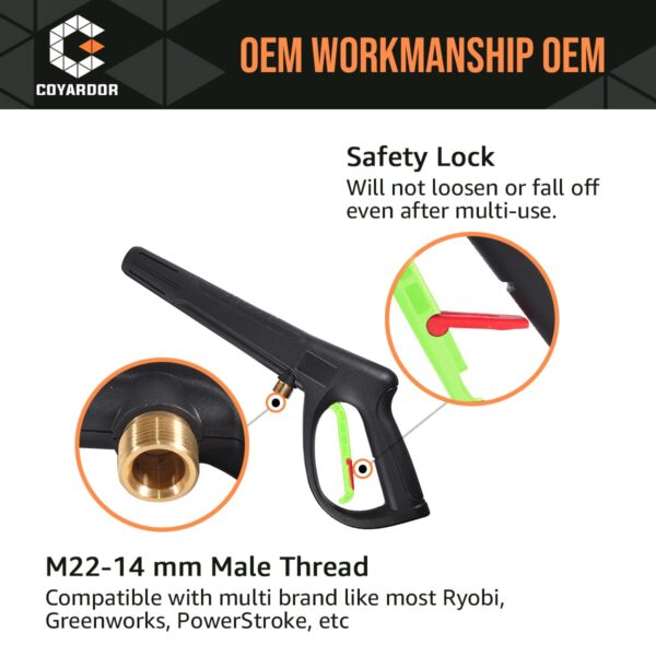 Coyardor Pressure Washer Gun with Extension Wand M22-14 & M22-15 Fitting - Image 4