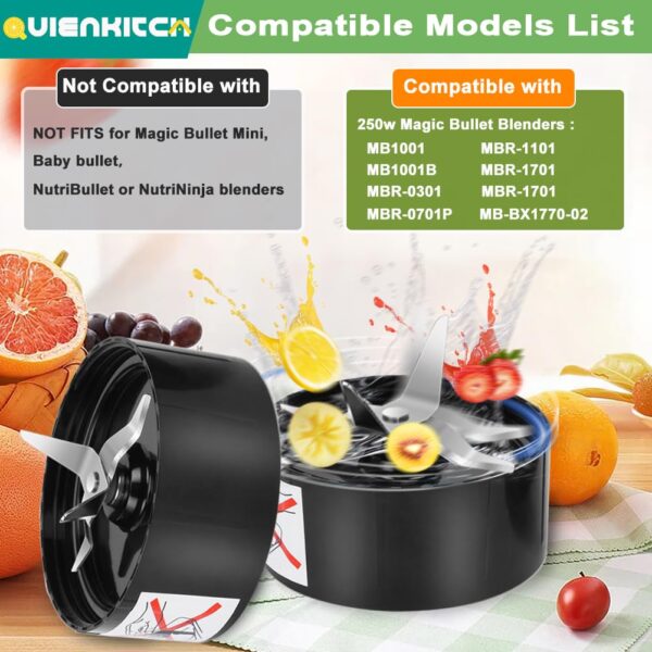 QUIENKITCH Blender Blades, 2 Pack Replacement Parts for Magic Bullet 250W - Image 7