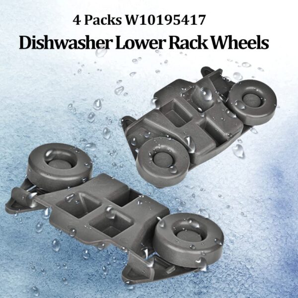 4 Pack W10195417 UPGRADED Dishwasher Wheels Lower Dish rack Wheel for Kitchen-Aid Whirlpool Kenmore Dishwasher Rack Roller Replacement Part Number WPW10195417 AP4538395 AP6016764 PS2579553 PS11750057 - Image 3