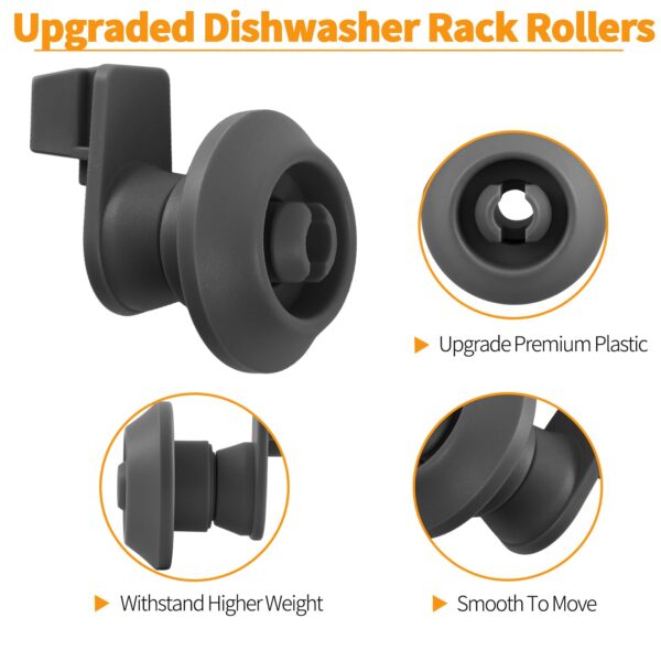 Upgraded 154522902 Dishwasher Dishrack Roller Wheels Replacement Parts for Frigidaire Dishwasher Rack Upper Roller 5304535380 Rack Parts Frigidaire Kenmore Dishwasher Roller Basket Top Wheels 4Pcs - Image 6