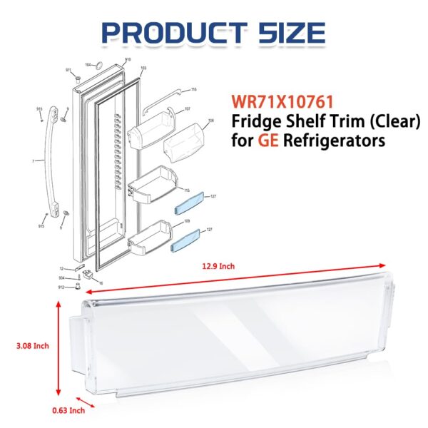 [Upgraded] WR71X10761 Fridge Shelf Trim (Clear) for GE Refrigerators, Door Shelf Insert Module Replacement Part, Replaces WR71X10289, AP4327432 - Image 3
