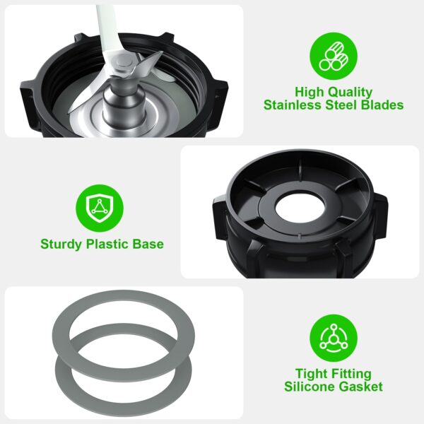 Replacement Parts for Oster Blender Blade Compatible with Oster Blender with ABS Plastics Jar Base Cap and 2 Rubber O Ring Seal Gasket Kit for Oster Blender Replacement Parts - Image 5