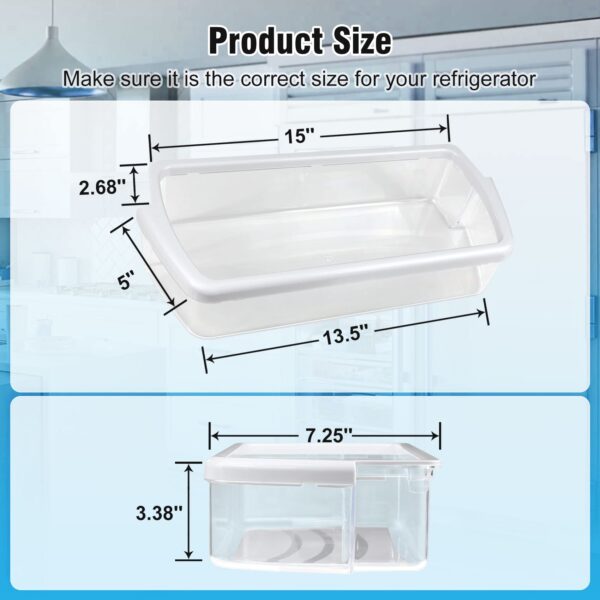 [2 PACK]W10321304 Refrigerator Door Shelf Replacement Compatible with Whirlpool Fridge Door Bin WRS325FDAM01, WRS325FDAM02, WRS325FDAM04, ED5FVGXWS07 - Replace WPW10321304,AP6019471, 2179574, 2179575 - Image 7