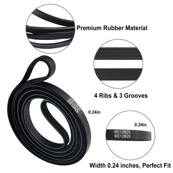 𝐔𝐩𝐠𝐫𝐚𝐝𝐞𝐝 WE12M29 Dryer Drum Drive Belt for G-E Hotpo-int Replaces 137292700 AP4324040 WE12M0022 WE12M22 WE12M29 WE12M33 WE12X21574 by Sikawai - Image 7