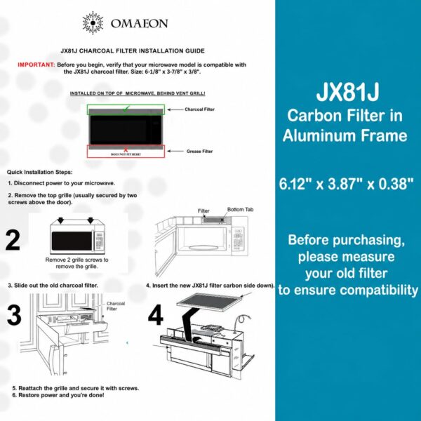 JX81J Microwave Charcoal Filter Replacement for GE WB02X11124, 4-Pack - Image 8