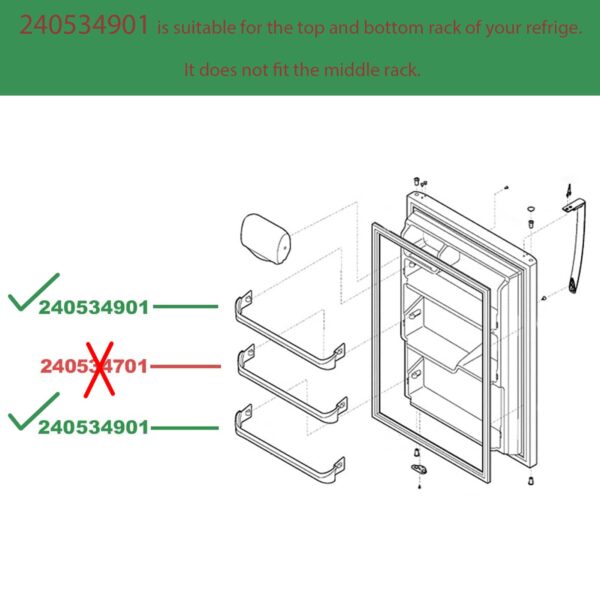 240534901 (2pack) Door Shelf Rack Bar Compatible with Frigidaire Refrigerator Replacement Shelves Door Bin Frigidaire Replacement Parts - Image 2