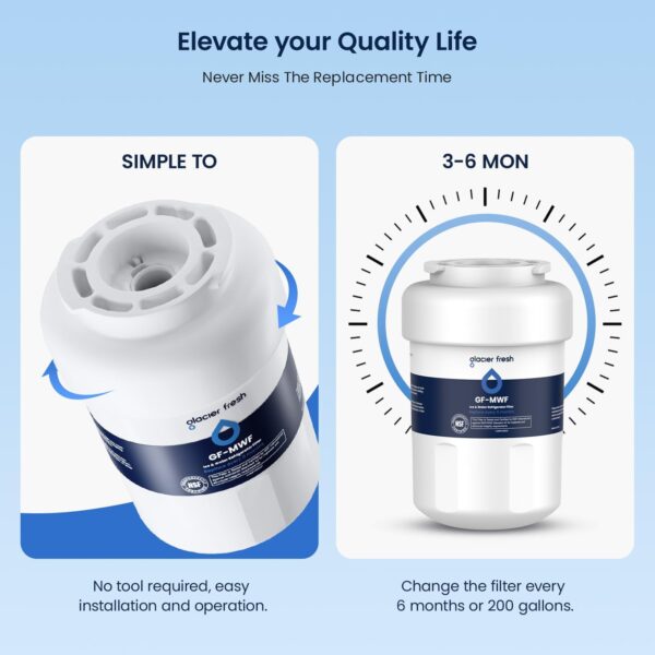GLACIER FRESH MWF Refrigerator Water Filter Compatible with GE, 3-Pack - Image 7