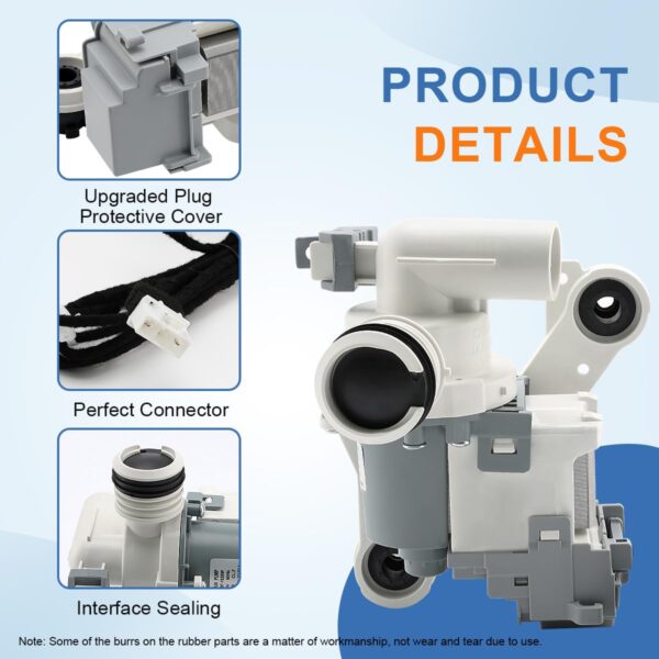 WA45M7050AW/A4 WA52M7750AV/A4 WA52M8650AV/A4 Washer Drain Pump for Samsung - Image 5