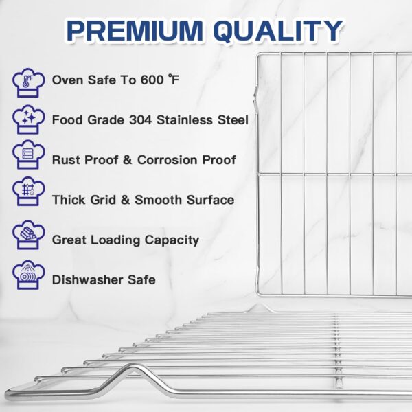 [Upgraded] 2Pcs Range Oven Racks W10256908 for Whirlpool/KitchenAid/Roper/Maytag/Kenmore Range, Replaces W10138079, 3195710, W10179196, 24" x 15.75" Size, Not Universal - Image 5