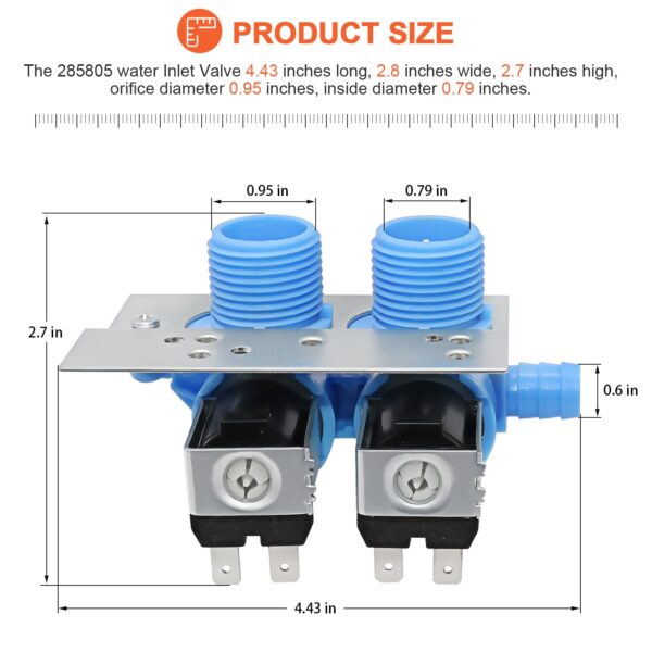 𝟮𝟬𝟮𝟲 𝙐𝙥𝙜𝙧𝙖𝙙𝙚 285805 Washer Water Inlet Valve with Mounting Bracket - Suitable for Whirlpool Kenmore Kitchen-Aid Washer - Replaces 292197 3349451 3354565 KAWS850JQ4 LSQ8243HQ0 7MLSC9545JQ2 - Image 7