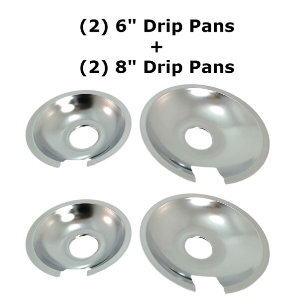 KITCHEN BASICS 101 Made in the USA 715877 and 715878 Replacement Range Cooktop Drip Pans for Jenn Air - Includes 2 6-Inch and 2 8-Inch Pans, 4 Pack - Image 4