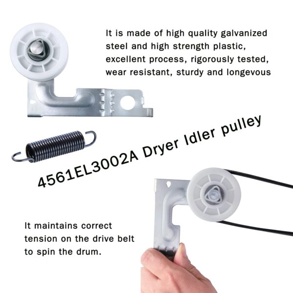 Upgraded Dryer Repair Kit Dryer Roller Kit for LG Kenmore Dryers Includes 4581EL2002C Dryer Drum Roller Assembly 4400EL2001A Dryer Belt and 4561EL3002A Dryer Idler Pulley, Pictures 6, 7 are Fit Models - Image 7