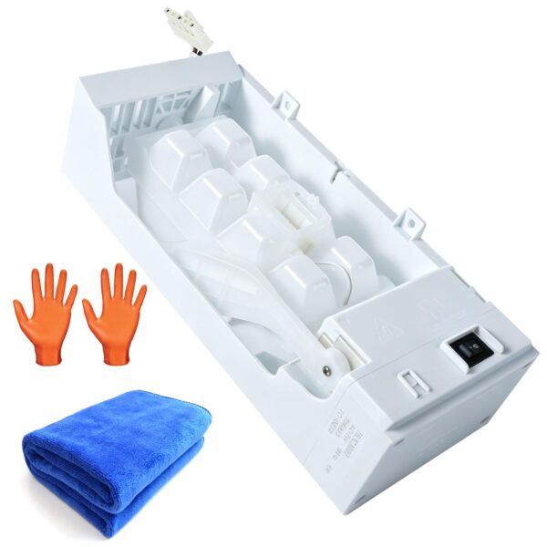 Upgraded W11546935 Ice Maker Assembly Compatible with Whirlpool Kenmore Amana Maytag, Replaces W11700250 W11359448 W11633658 AP7019172, Includes Absorbent Towel, Nitrile Gloves