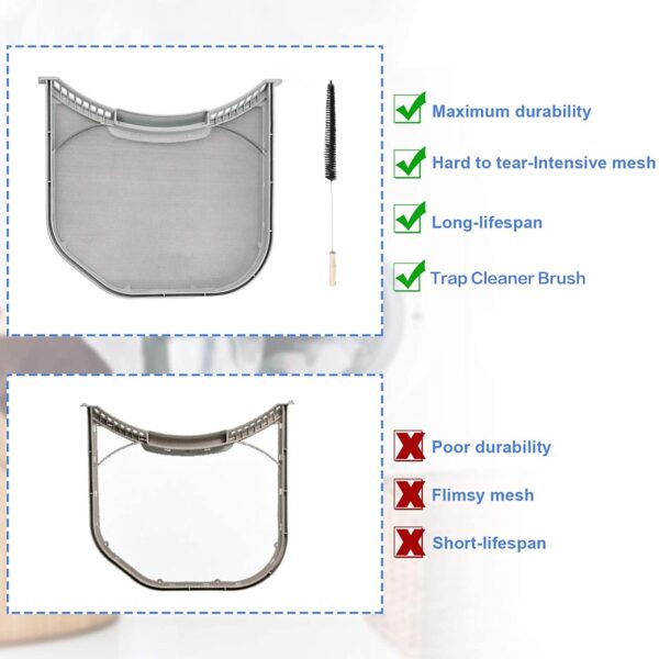 ADQ56656401 Dryer Lint Filter Upgraded Stainless Steel Mesh Screen for LG ADQ566564 and Ken-more Elite Dryer Lint Screen Replacement with Clothes Dryer Lint Vent Trap Cleaner Brush Part #PS3531962 - Image 7
