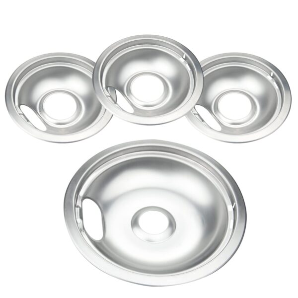 Electric Stove Drip Pans for Whirlpool W10278125, 4-Pack (3x6",1x8")