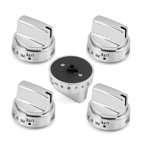 Anniparts WB03X24818 KIP 5G92 Stove Knobs Cooktop Replacement Parts for GE Range Cooktop Oven Knob Adora JGB700SEJ4SS Gas Stove Top Knob JGB735SP1SS JGB700SEJ1SS Surface Burner Control Knobs 5 Pcs