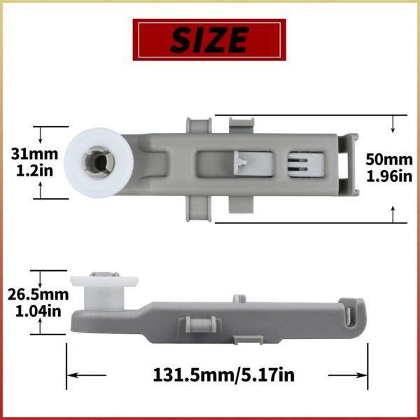 2 pcs W10888592 Dishwasher Upper Rack Wheel Top Replacement Part Compatible with Whirlpool Kenmore Maytag Dishwashers Upper Dishrack Roller Assembly- Replaces WP8575281 PS11769236 8575281 - Image 6