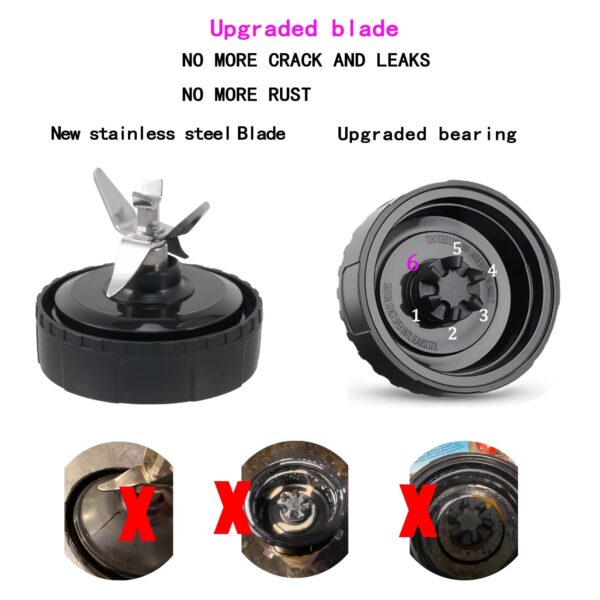 Replacement 6-Fin Male Blade and 16oz Cups for Nutri Ninja Blender,Only for BL660 BL663 BL740 BL770 BL771 BL772 BL773 BL780 (5-pack) - Image 4