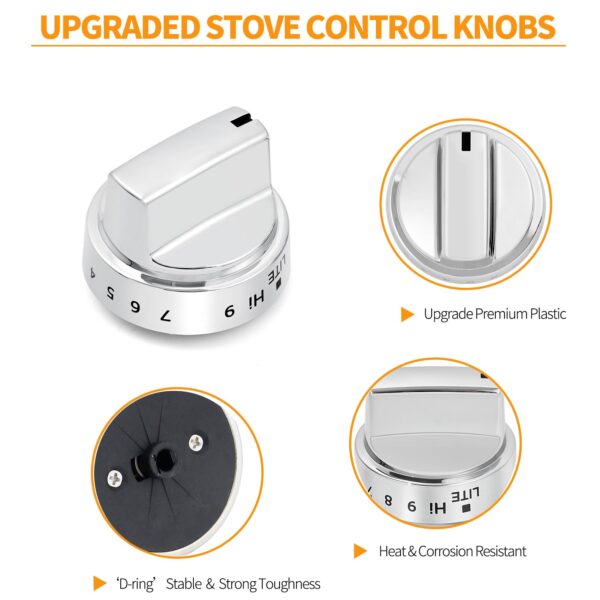 atgestore WB03X24818 222D5786P010 Gas Stove Knob Replacement for GE Stove Parts KIP 5G92 Burner Knobs GE Range Oven Parts Plastic Surface Burner Control Knob Range Cooktop Knobs 5 Pcs - Image 4