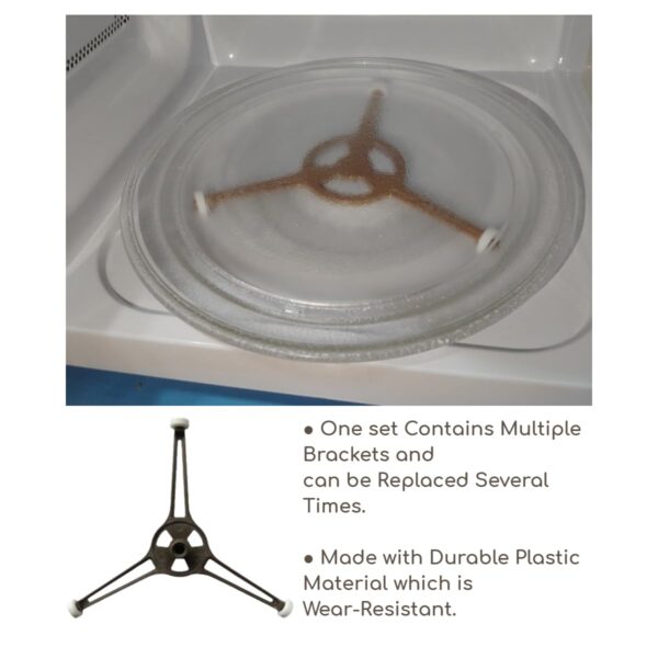 1-Pack Microwave Oven Flat Turntable Ring Roller Glass Plate Tray Triple Arm Rotating Support Holder with Wheels Rotating Ring Roller Replacement Arm - Length 3.54" / 9 cm Microwave Plate Replacement - Image 4