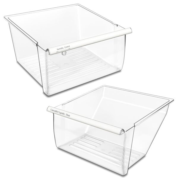 UPGRADED 2188656 Upper Refrigerator Crisper Bin & 2188664 Lower Fridge Drawer Replacement Compatible with Kenmore Whirlpool Refrigerator Crisper Drawers Parts WRS325FDAM04 Fridge Bins,2 PACK - Image 2