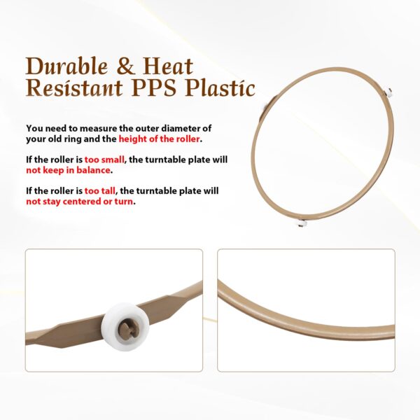Microwave Turntable Ring Replacement, 8.7 Inch Roller Ring with 15mm Rollers for Glass Tray Support, Measure Original Ring Before Ordering - Image 6