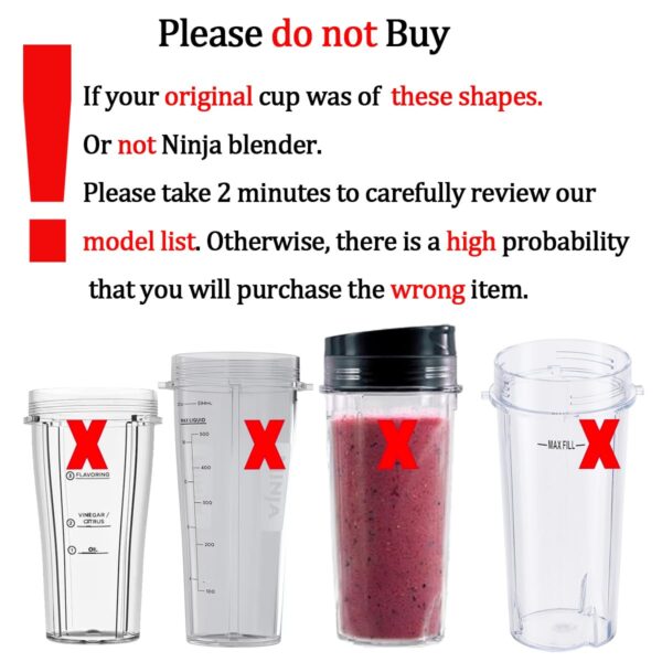 Replacement 24oz Blender Cup with Sip & Seal Lid For Nutri Ninja BL450 BL456 BL480 BL482 BL640 BL642 BL682 BN751 BN801 Foodi SS101 SS151 SS351 SS401 Ninja Blender Auto IQ Blade, 2-Pack … - Image 5